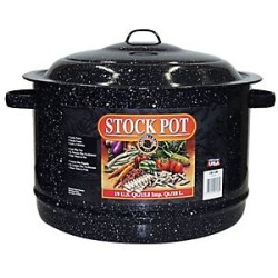 19QT STOCK POT W/LID BLACK, ENAMEL