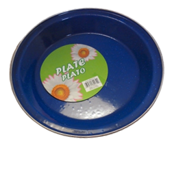 BLUE ENAMEL DINNER PLATE, 9"