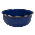 BLUE ENAMEL CEREAL BOWL, 5.75" DIA, Silv-Rim
