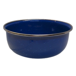 BLUE ENAMEL CEREAL BOWL, 5.75" DIA, Silv-Rim