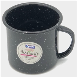 BLACK ENAMEL 12OZ MUG--SPECKLED no silv rim