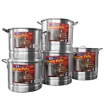 ALUMINUM STEAMER POT SET 5PC, (20,24,32,40,52QTS)
