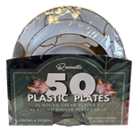PLASTIC PLATES 50PCS, WHITE & GOLD