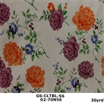 LAVENDER,ORANGE, BLUE FLOWERS ON WHITE BACKGROUND