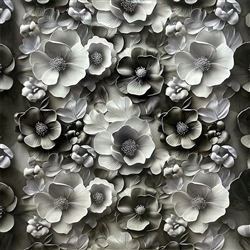 FLORAL BLACK & GREY TABLE COVER --22YDS