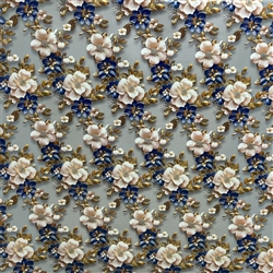TABLE COVER FLORAL BLUE, PINK, GREY--22YDS
