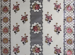 CLEAR & ROSES W/BORDER TABLECOVER--22YDS