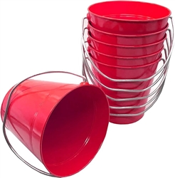 RED METAL BUCKET 5.5" TALL