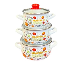 6PC MINI STOCK POT SET, ENAMEL
