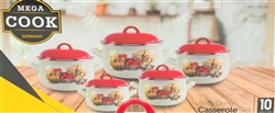 5PC ENAMEL POT SET W/LIDS--HARVEST DESIGN