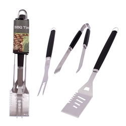 BBQ TOOL SET 3PC, STAINLESS STEEL HD