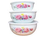 6PC ENAM SALAD BOWL SET (3 BOWLS, 3 LIDS), ASST