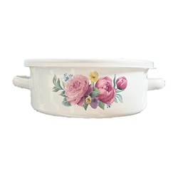 ENAMEL SERVING POT W/PLASTIC LID 6.5"