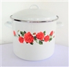 12QT ENAMEL STOCK POT W/FLOWERS, ENAMEL LID