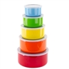 5PC COLORED BOWLS S/S W/PLASTIC LIDS