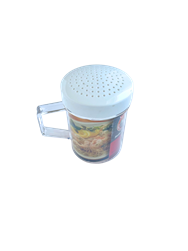 SHAKER FOR SALT, PEPPER, CHEESE--PLASTIC