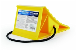 WHEEL CHOCK W/ROPE, YELLOW--CAMCO