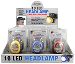 HEAD LAMP, 10 LED, 3-MODE Asst Colors 12 per display