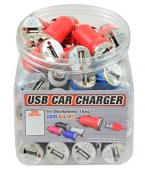 USB CAR CHARGER 1 AMP, ASST COLORS