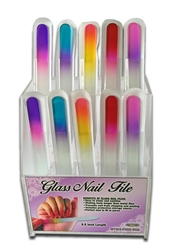 GLASS NAIL FILE W/ WHITE SLEEVE, (DISPLAY OF 60)