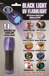 9 LED BLACK LIGHT UV FLASHLIGHT (SCORPION LIGHT)--12/display