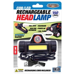 HEADLAMP RECHARGEABLE, COB/LED (150 LUMENS)