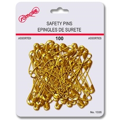 SAFETY PINS, SMALL BRASS--100pcs, CD