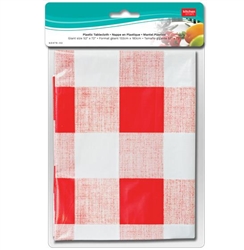 TABLECLOTH, PLASTIC, RED/WHITE CHECKERED