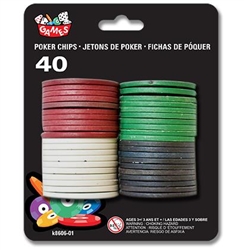 POKER CHIPS, 40 PER CARD