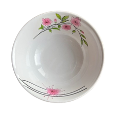 MELAMINE BOWL 7" DIA, PINK FLOWER DESIGN