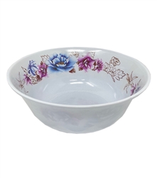 BOWL MELAMINE 8", PURPLE FLOWERS