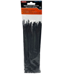CABLE TIES 8", BLACK--75/PAK