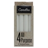 CANDLES HOUSEHOLD 6" WHITE, 4/PAK