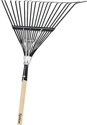 LEAF RAKE- 18 STEEL TINES--WOOD HANDLE
