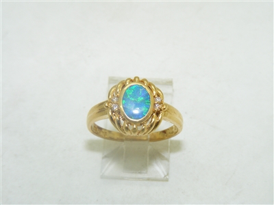 18k Yellow Gold Blue Opal Ring