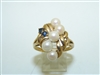 10k yellow Gold Natural Blue Sapphire Pearl Ring