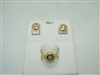18k yellow gold diamond ring and earring set