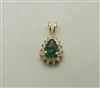 14k yellow gold Diamond emerald pendant (pear shape)