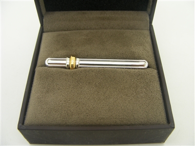 Alfred Dunhill Sterling Silver with 18k (750) Gold Tie clip
*Pre-Owned Never Used*