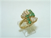 14k Yellow Gold Diamond and Emerald Ring