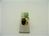 J & Japanese and Black Coral Oval Stone Vintage 1960's Ring