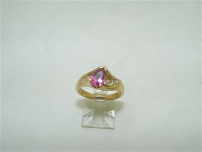 Beautiful Natural Rubellite and diamond ring