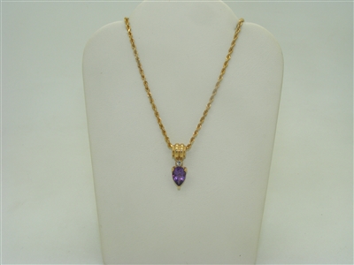 Amethyst stone pendant and diamond with chain