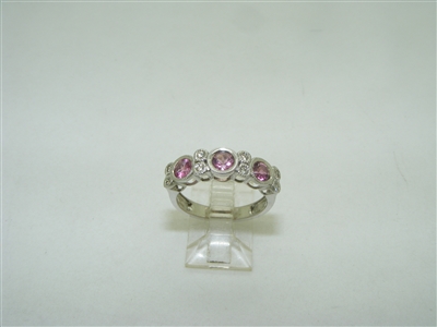 Natural pink sapphire diamond ring