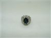 Vintage 14k white gold diamond & Italian sapphire Ring