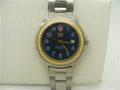 Swiss army water resistant watch gold plated case