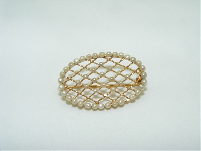 vintage 14k Yellow Gold pin with pearls