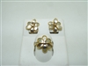 18k yellow and white gold flower ring and earring set