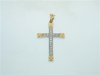Multi tone gold diamond cross pendant