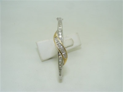 14k yellow and white gold diamond bangle